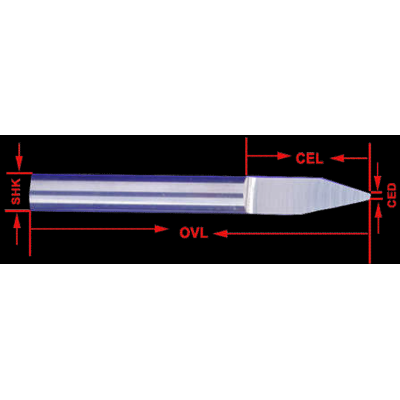 Hengeres szárú keményfém maró   4.0x 90°x0.1x40 z1 VHM gravírmaró 55HRC-ig Bevonat nélkül 